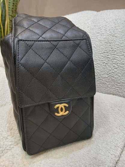 Chanel 25 Black Caviar Microchipped Fullset