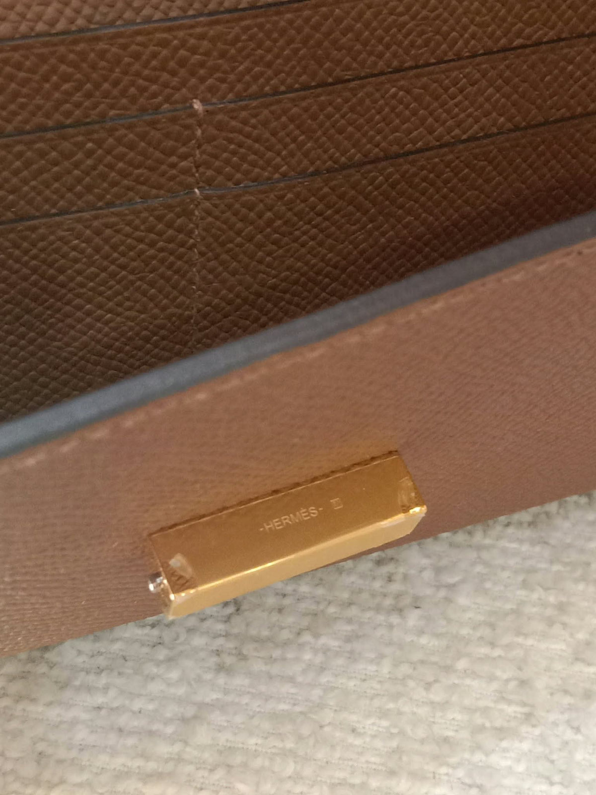 Hermes Maillon Chaine d'Ancre To Go Wallet Epsom Gold on Gold Stamp W 2024
