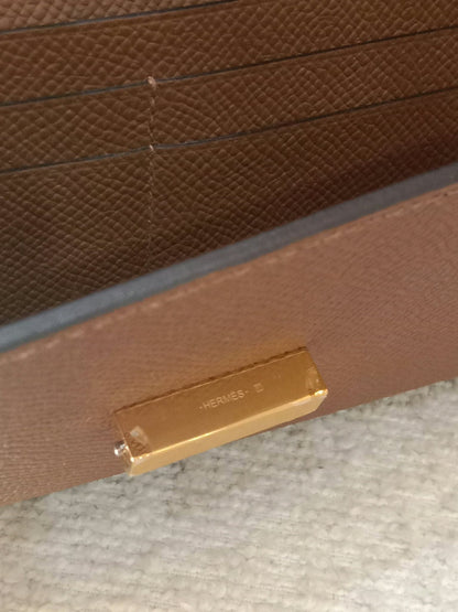 Hermes Maillon Chaine d'Ancre To Go Wallet Epsom Gold on Gold Stamp W 2024