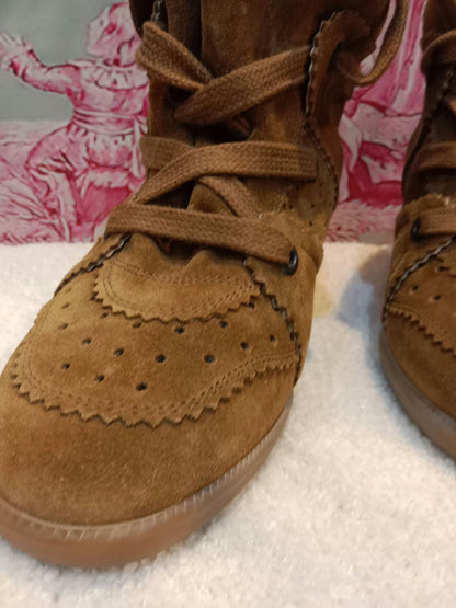 Isabel Marant Bobby Suede Sneaker Boots Brown/Caramel Size 38