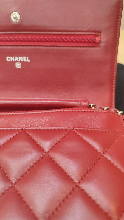 Chanel Wallet on Chain Red Lambskin Series 16