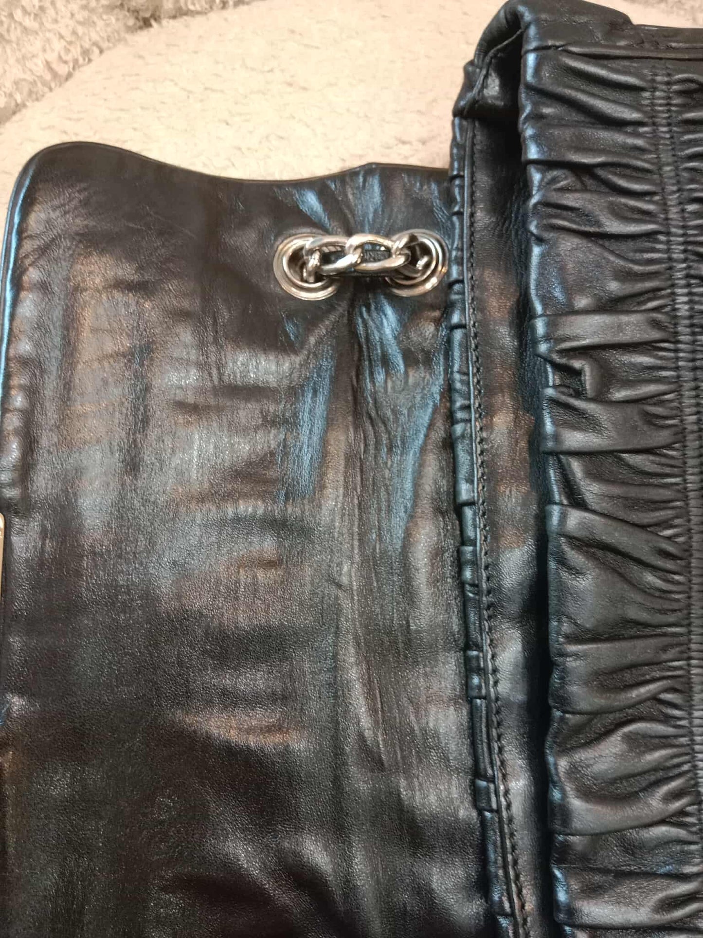 Prada Women's Leather Gaufre Black