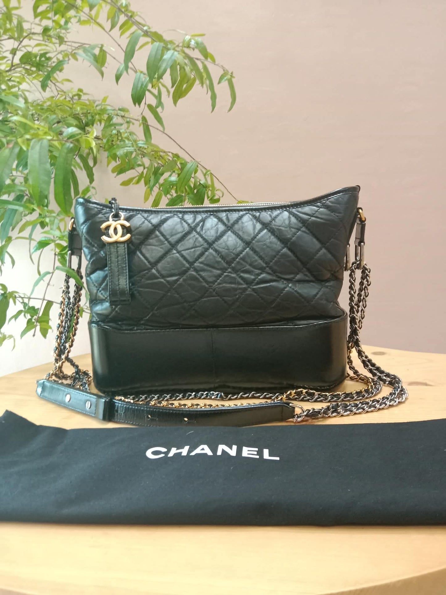 Chanel Gabrielle Medium Calfskin Black Series 24