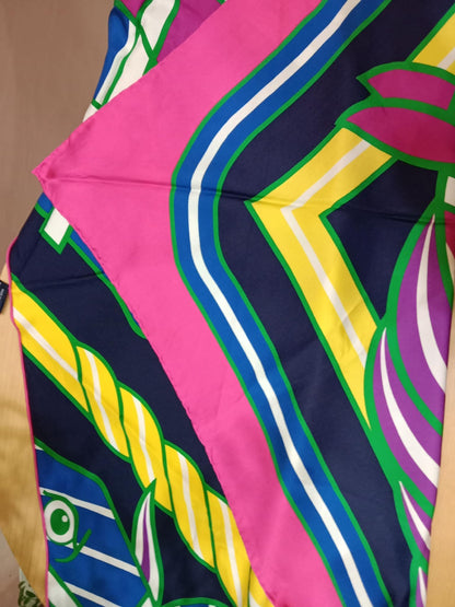Hermes Triangular Silk Scarf Multicolor Quadrige Bayadere Pattern