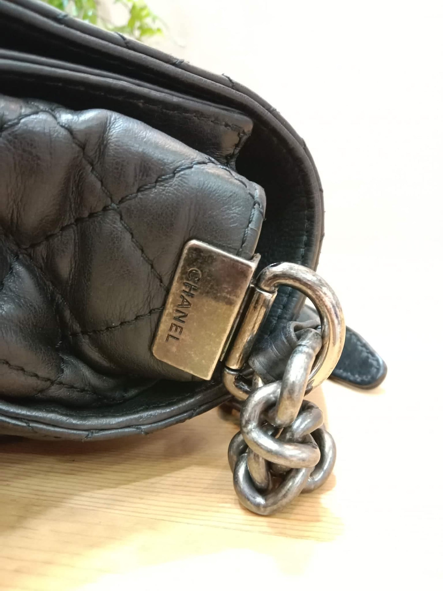 Chanel Boy Reverso Flap Bag Quilted Borders Antique Silver Hardware Series 18