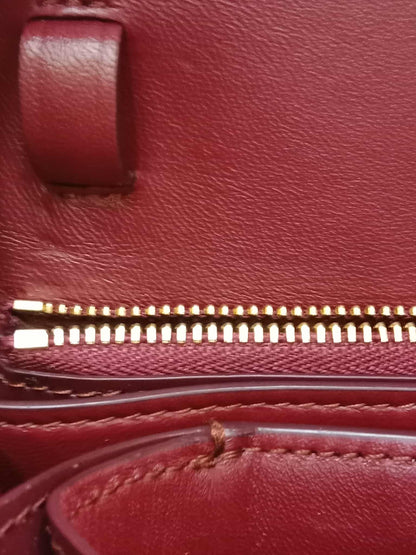 Celine Medium Classic Box Bag In Burgundy Calfskin Leather