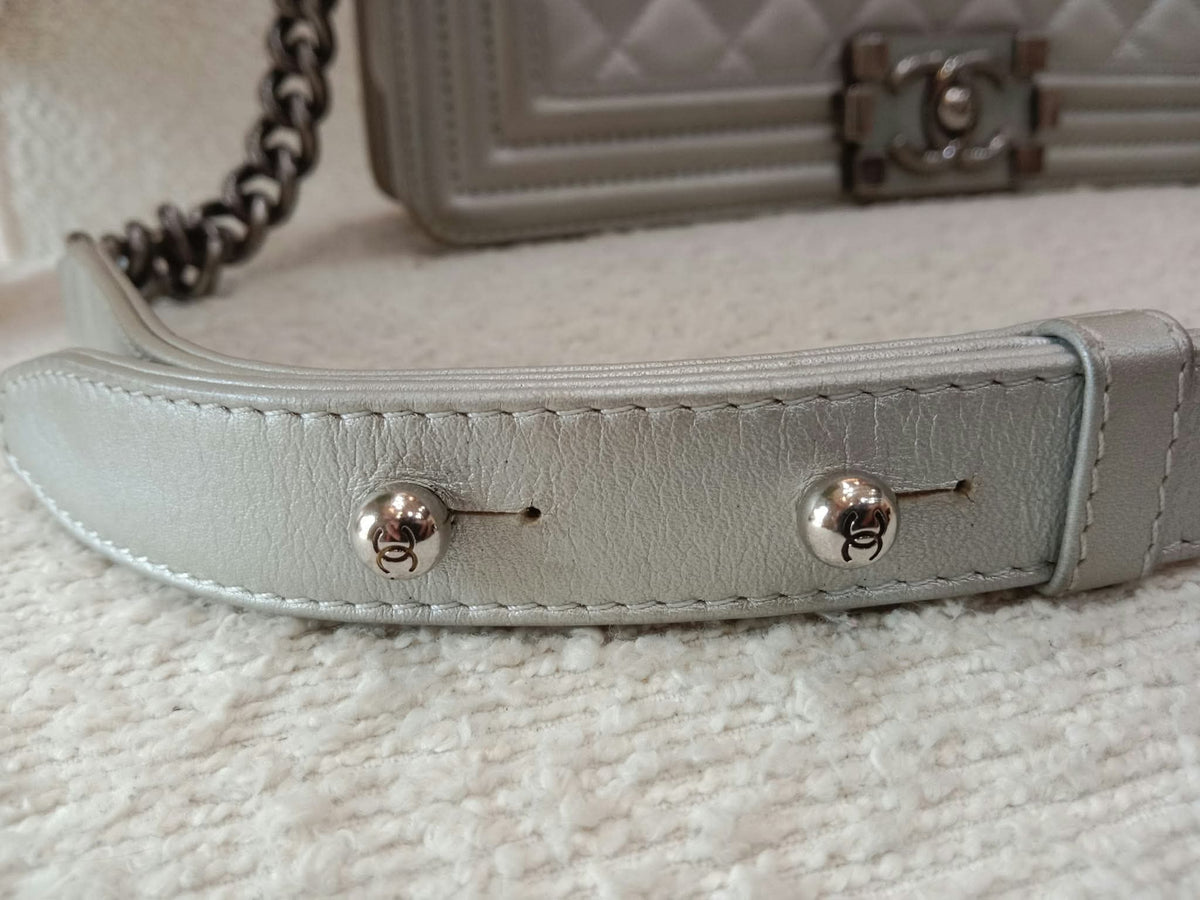 Chanel Le Boy Lambskin Old Medium Gray Series 20