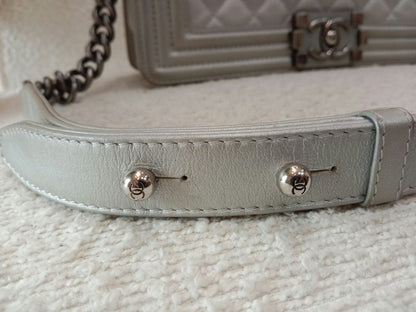 Chanel Le Boy Lambskin Old Medium Gray Series 20