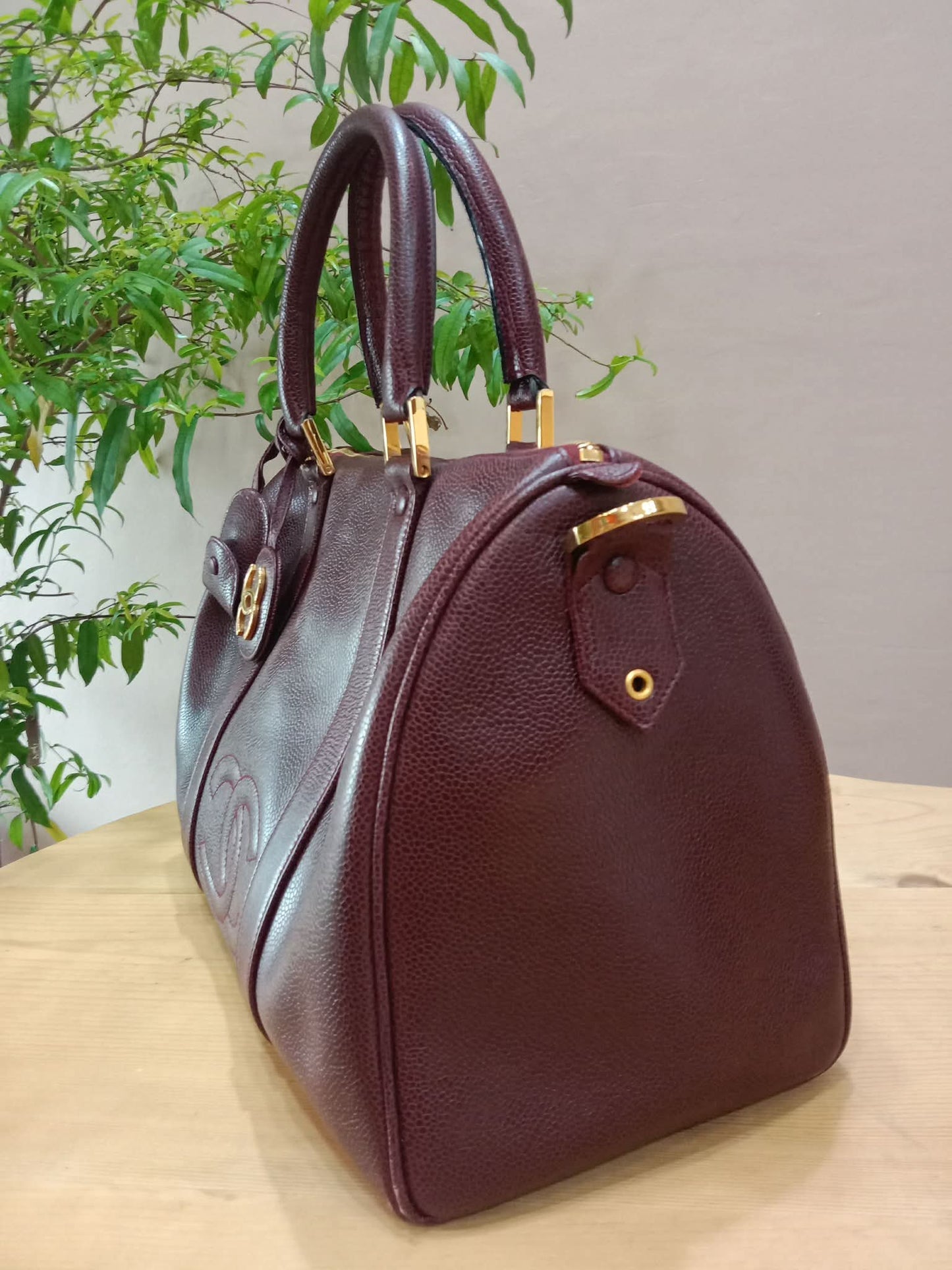 Chanel Boston Bag Burgundy Caviar Series 2