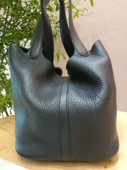 Hermes Picotin 22 Noir Clemence Stamp T 2015