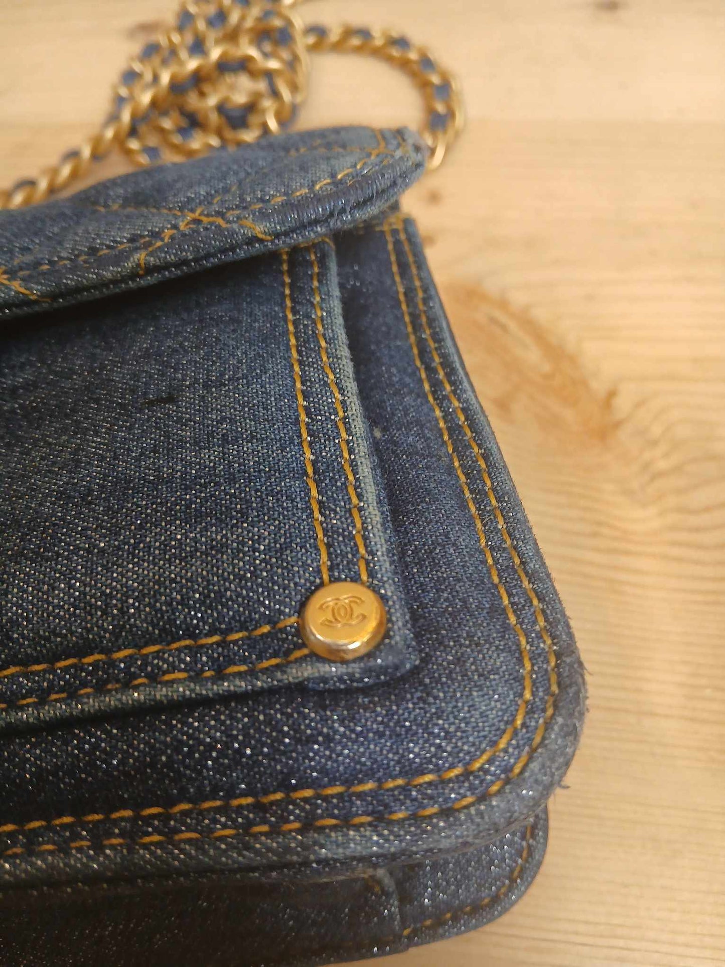 Chanel Denim Mini Flap Bag Microchipped