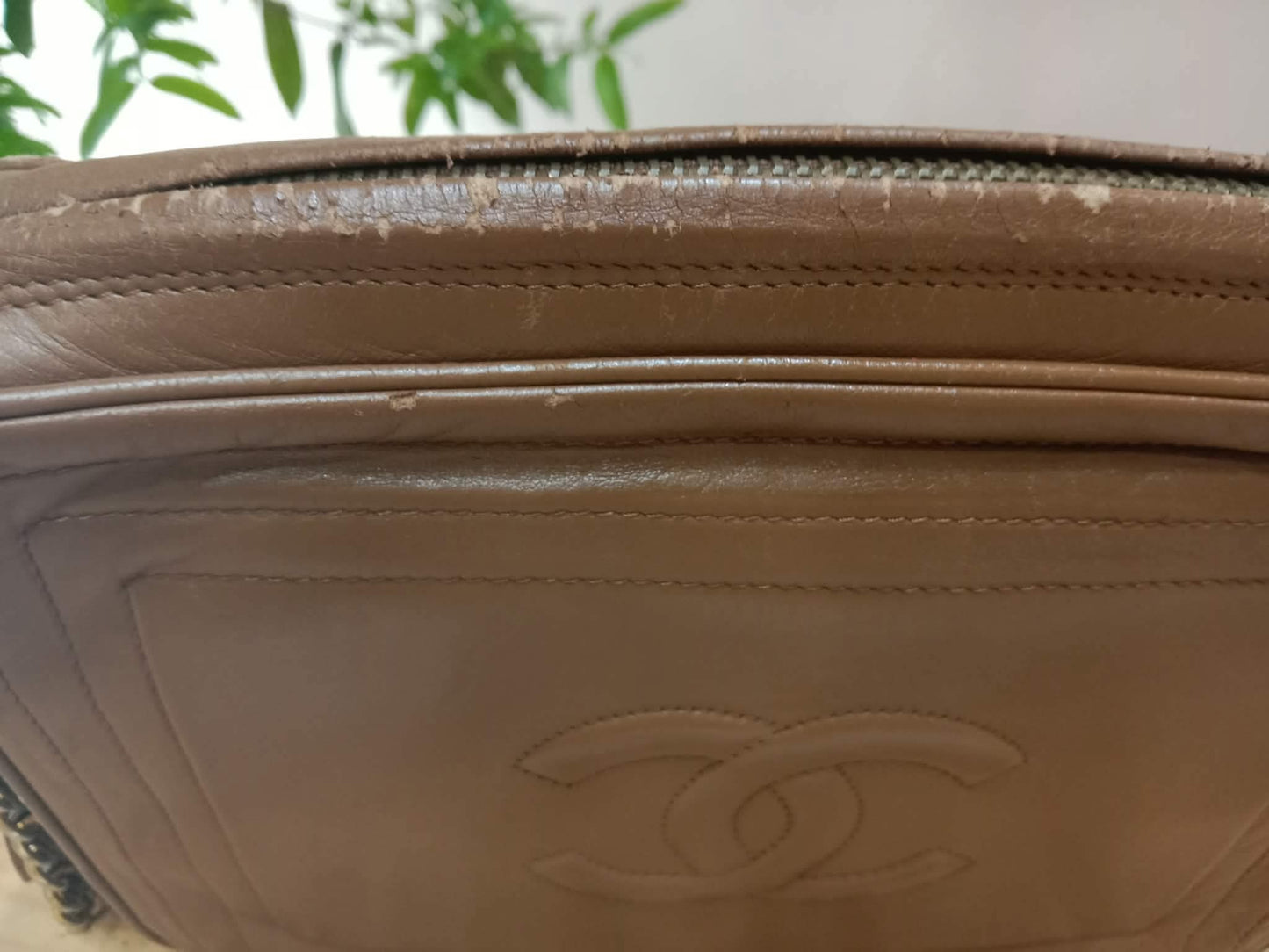 Chanel Vintage Camera Bag Lambskin Brown Series 0