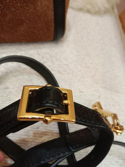 Gucci Ophidia Brown Suede Boston Bag