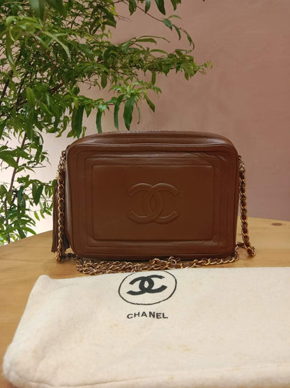 Chanel Vintage Camera Bag Lambskin Brown Series 0