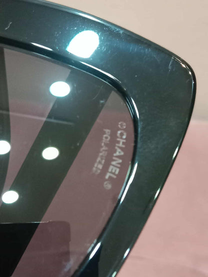 Chanel Square Sunglasses with Black Acetate Frame and Gray Lenses