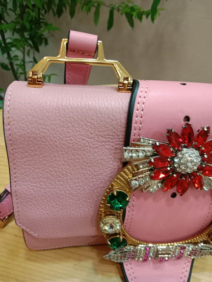 Miu Miu Lady Shoulder Bag Crafted Calfskin Pink