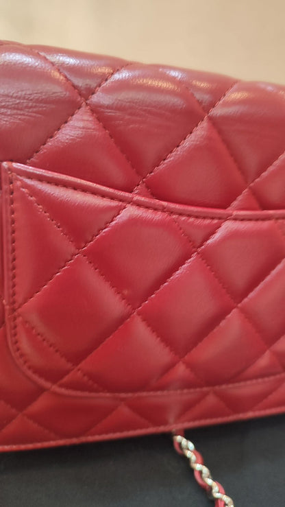 Chanel Wallet on Chain Red Lambskin Series 16