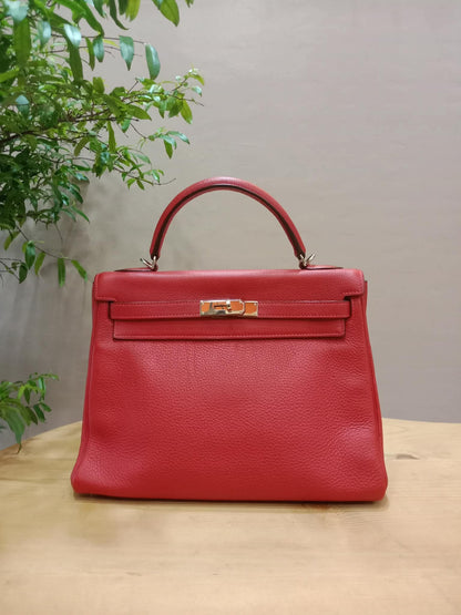 Hermes Kelly 32 Rouge Casaque Togo Stamp I Square 2005