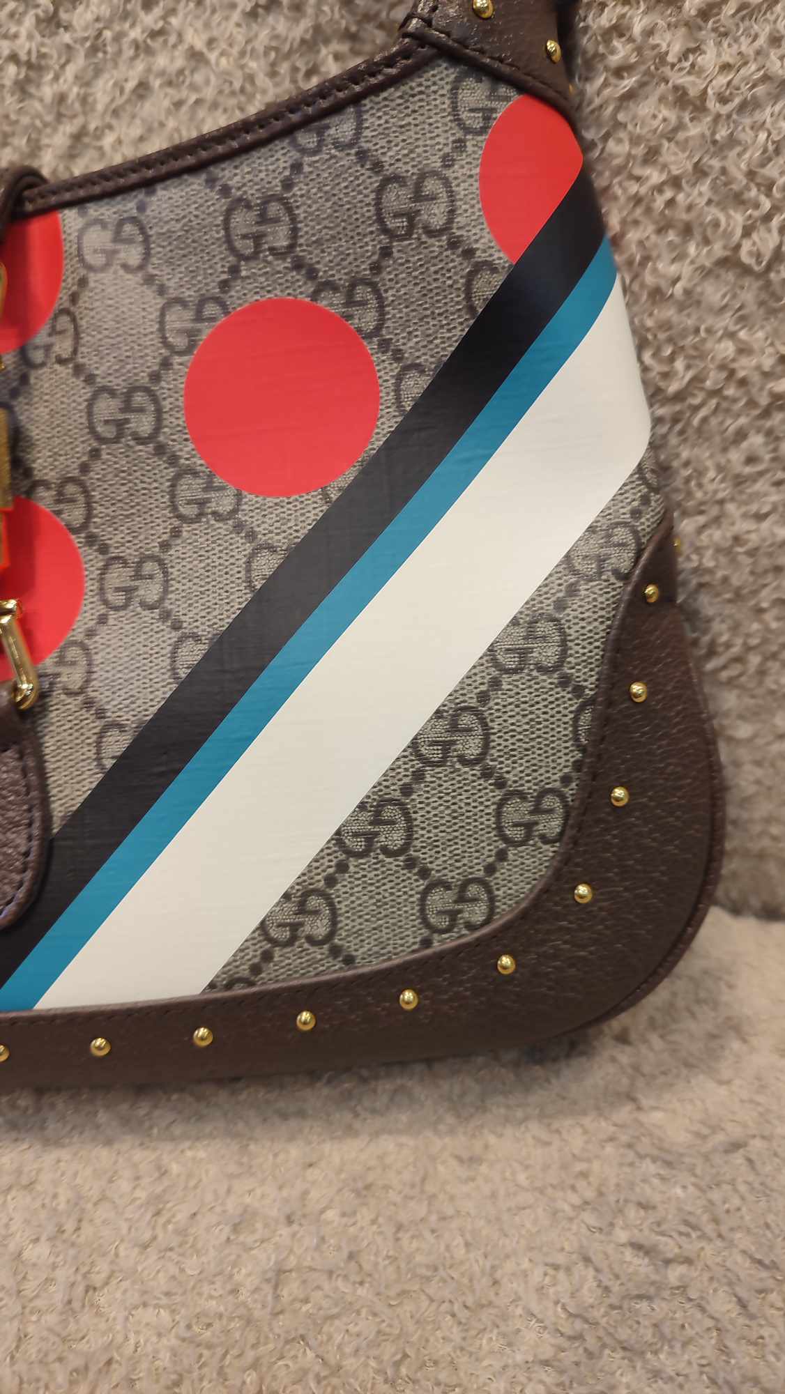 Gucci Jackie 1961 GG Supreme Studded Brown