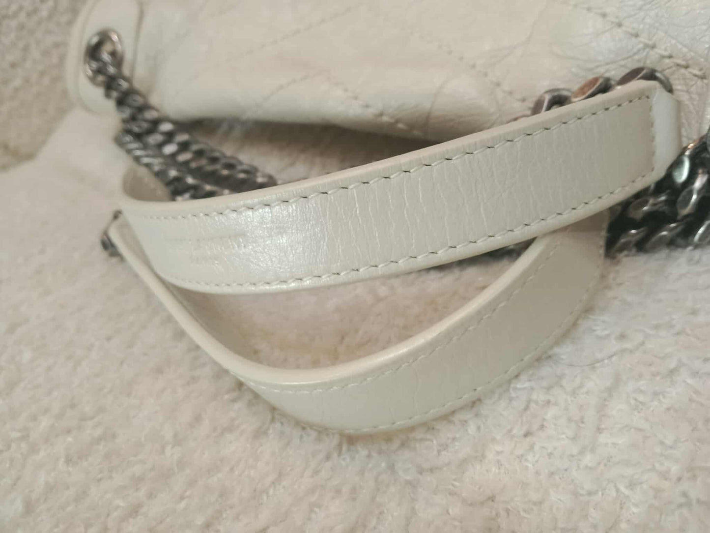 Saint Laurent Niki Medium Shoulder Bag in White Quilted Calfskin