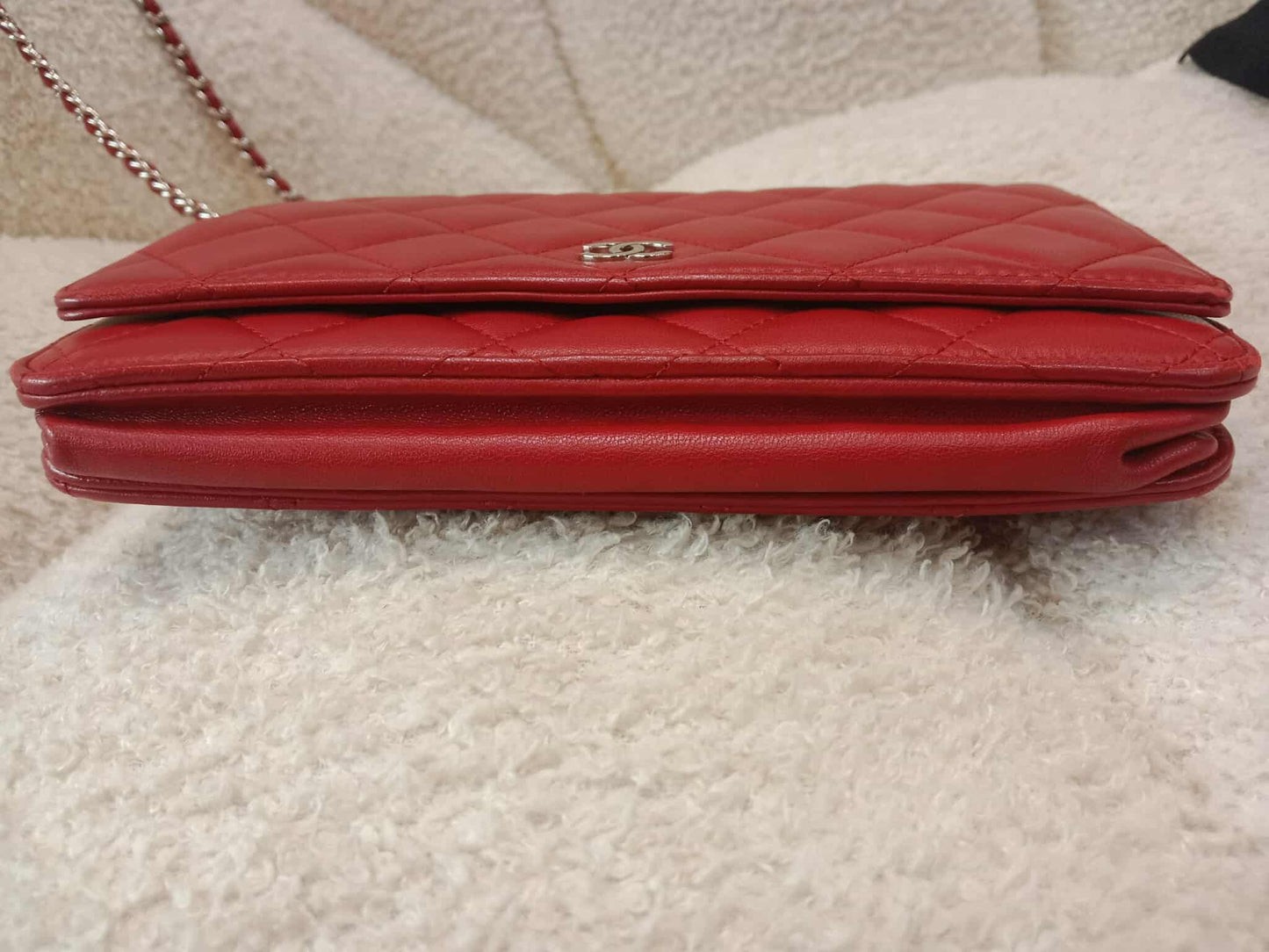 Chanel Classic Wallet On Chain Red Lambskin Series 16
