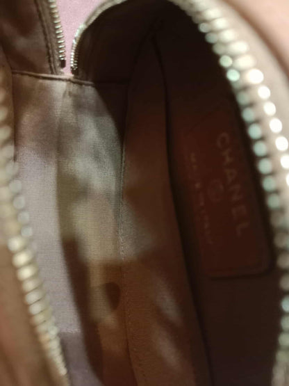 Chanel 21P Round Clutch Lambskin with Multicolor Ribbon-Woven Chain Strap Caramel Series 30