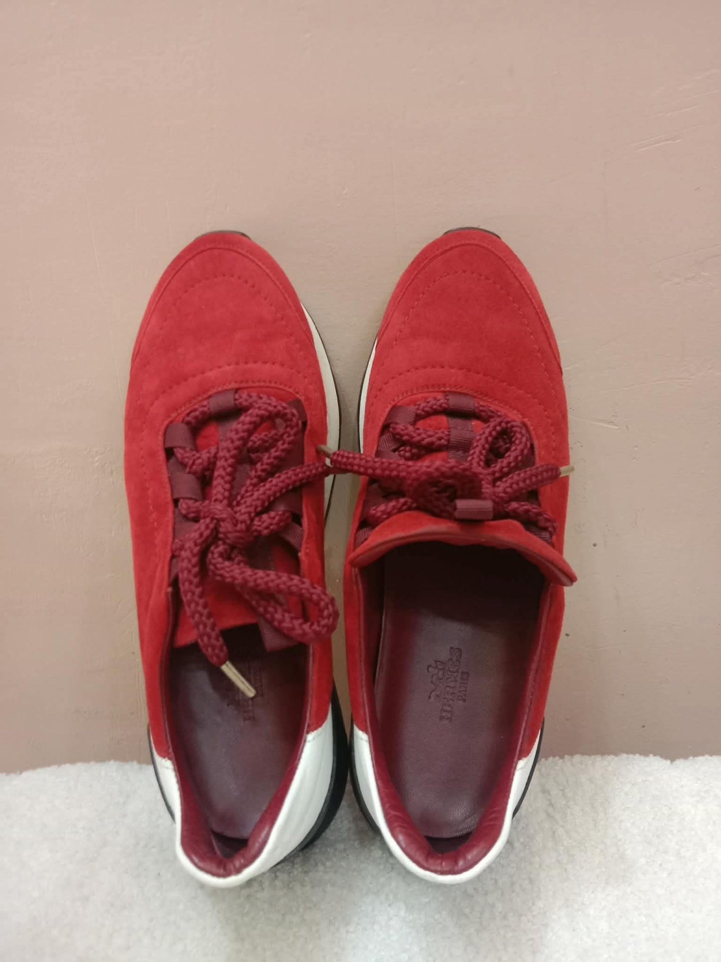 Hermes Miles Sneakers Bordeaux Suede Size 37.5