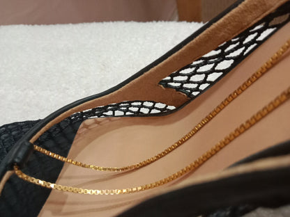 Bottega Veneta Stretch Pumps Black Mesh Square Toe Size 36