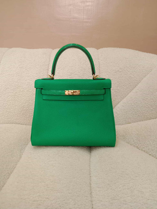 Hermes Kelly 25 Retourne Menthe Togo/Varanus Niloticus Lizard Touch Stamp Z 2021
