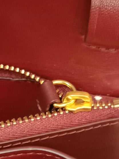 Celine Medium Classic Box Bag In Burgundy Calfskin Leather