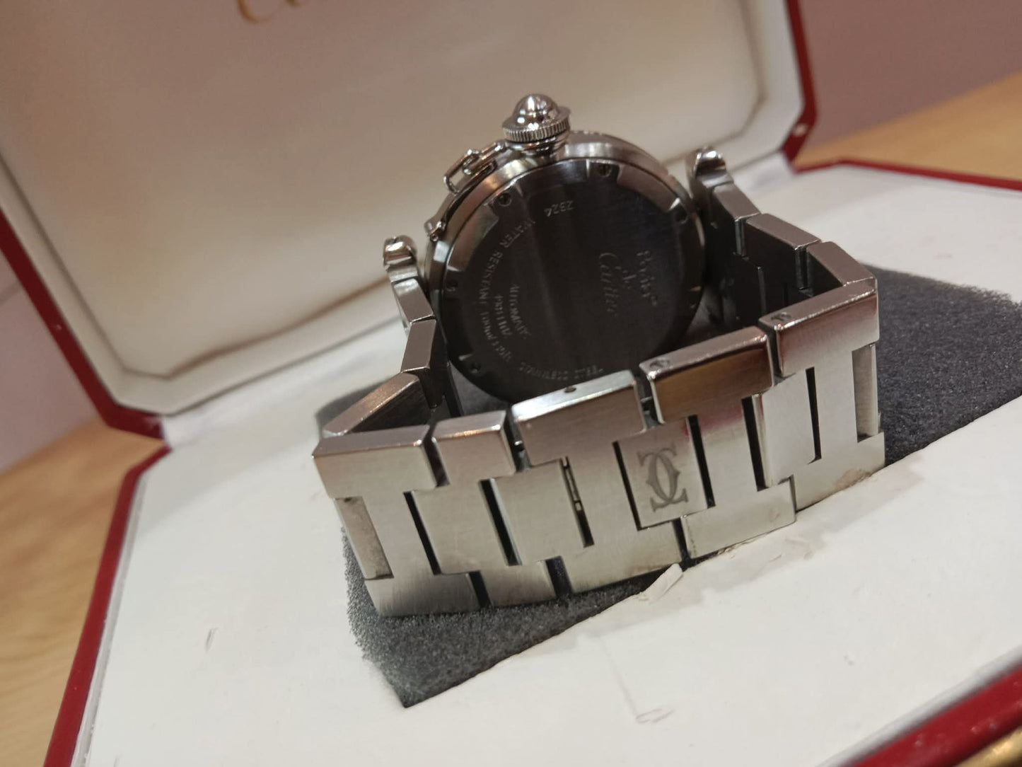 Cartier Pasha C Watch 35mm Stainless Case Pink Dial Arabic Numerals