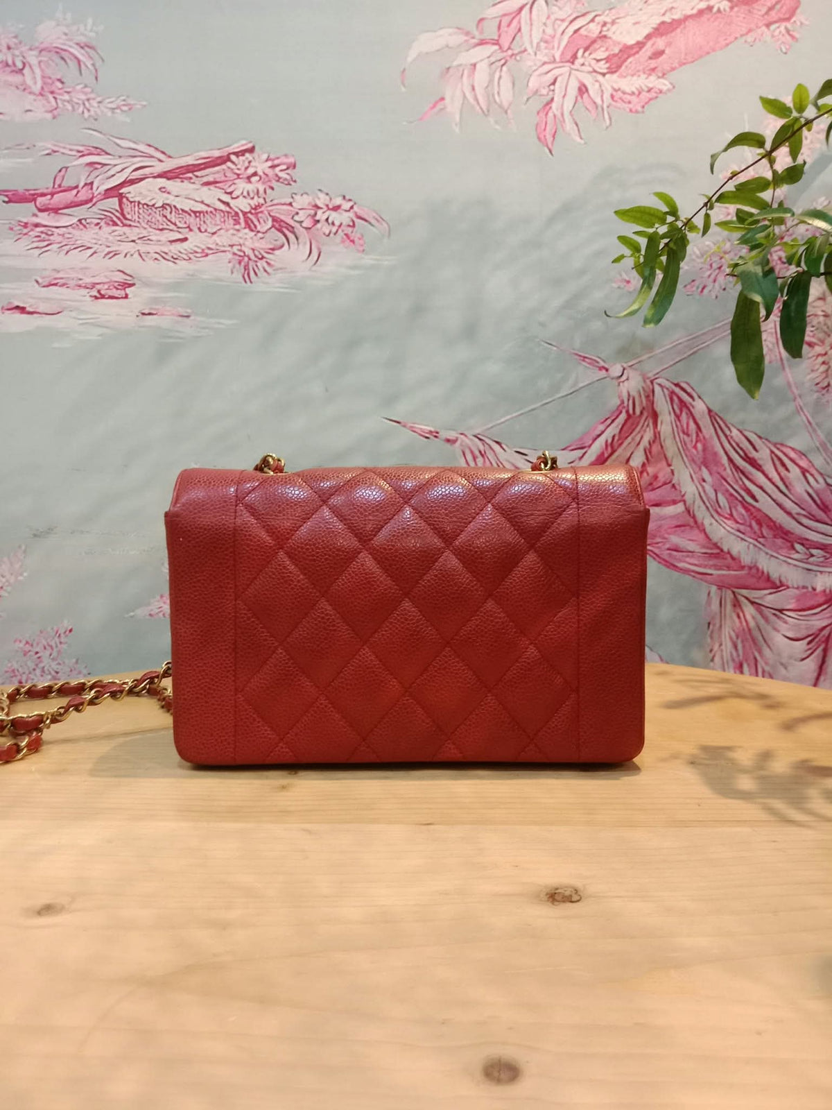Chanel Diana Quilted Caviar Leather Red Series 2