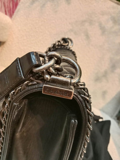 Chanel Boy Flap Chain Trim Calfskin Black Series 20