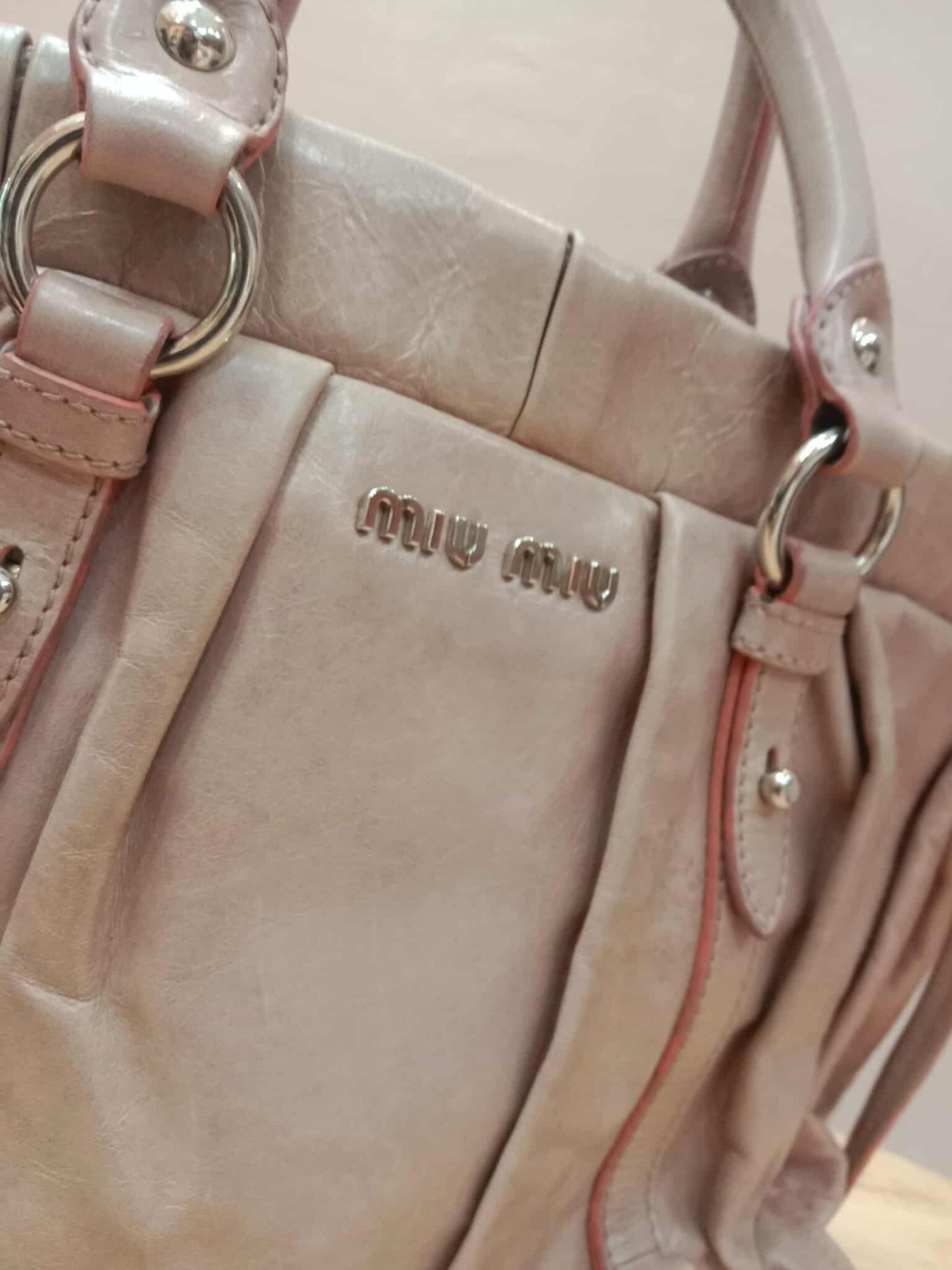 Miu Miu Light Pink Calfskin 2-Way Bag