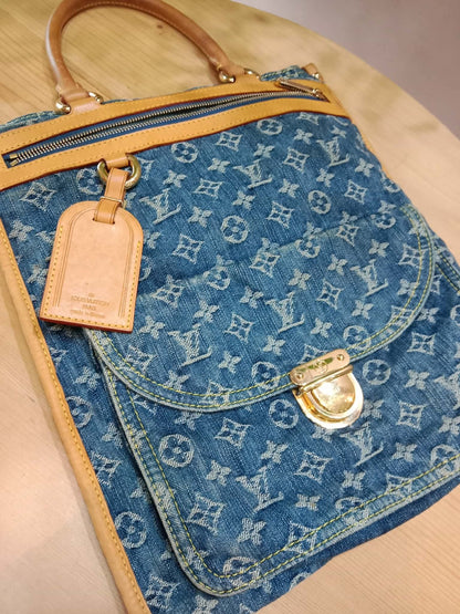 Louis Vuitton Monogram Denim Sac Plat Blue