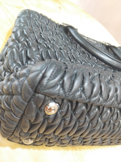 Miu Miu Nappa Matelasse Swarovski Crystal Tote Bag Black