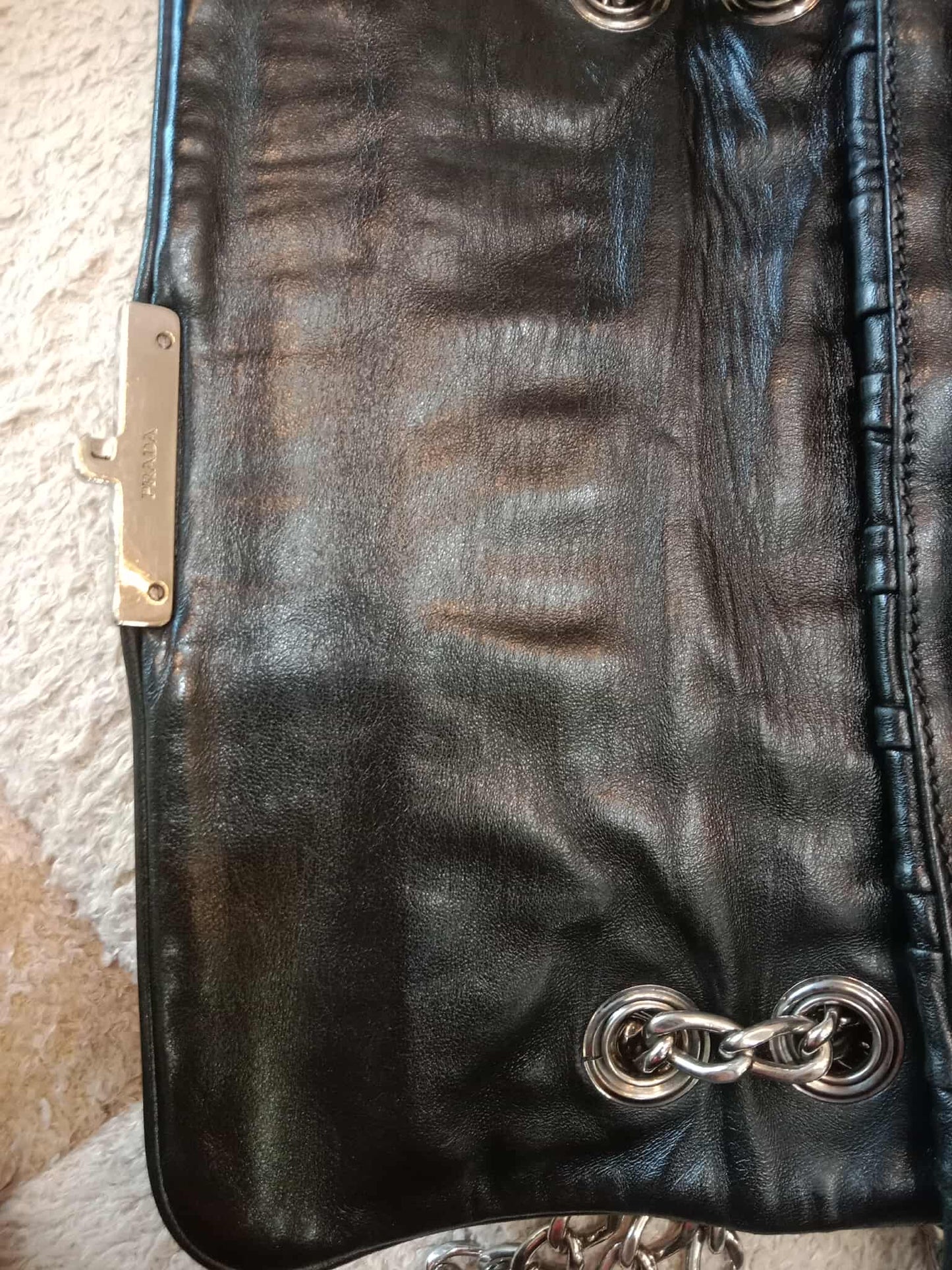 Prada Women's Leather Gaufre Black