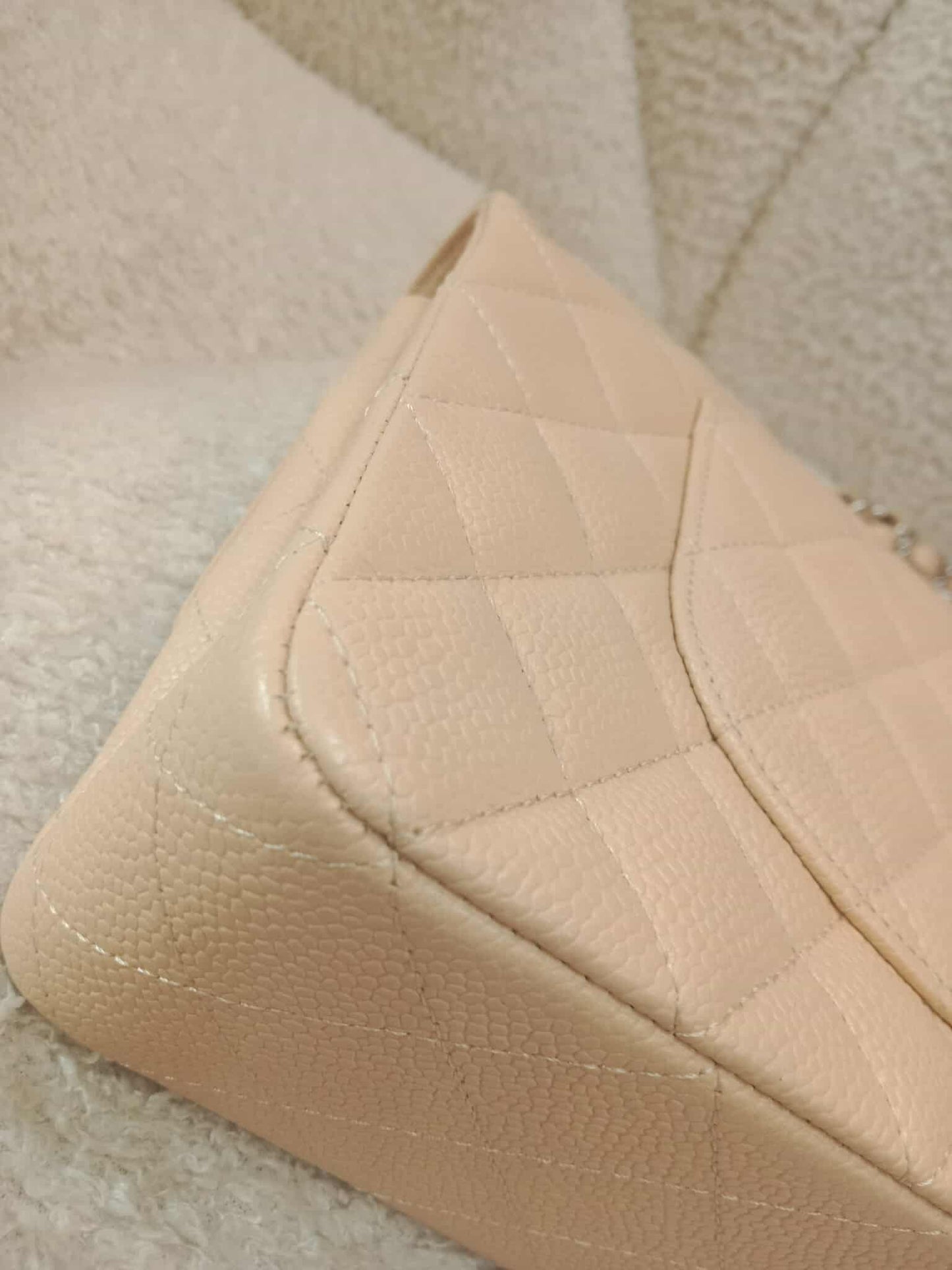 Chanel Classic Double Flap Medium Beige Caviar Series 14