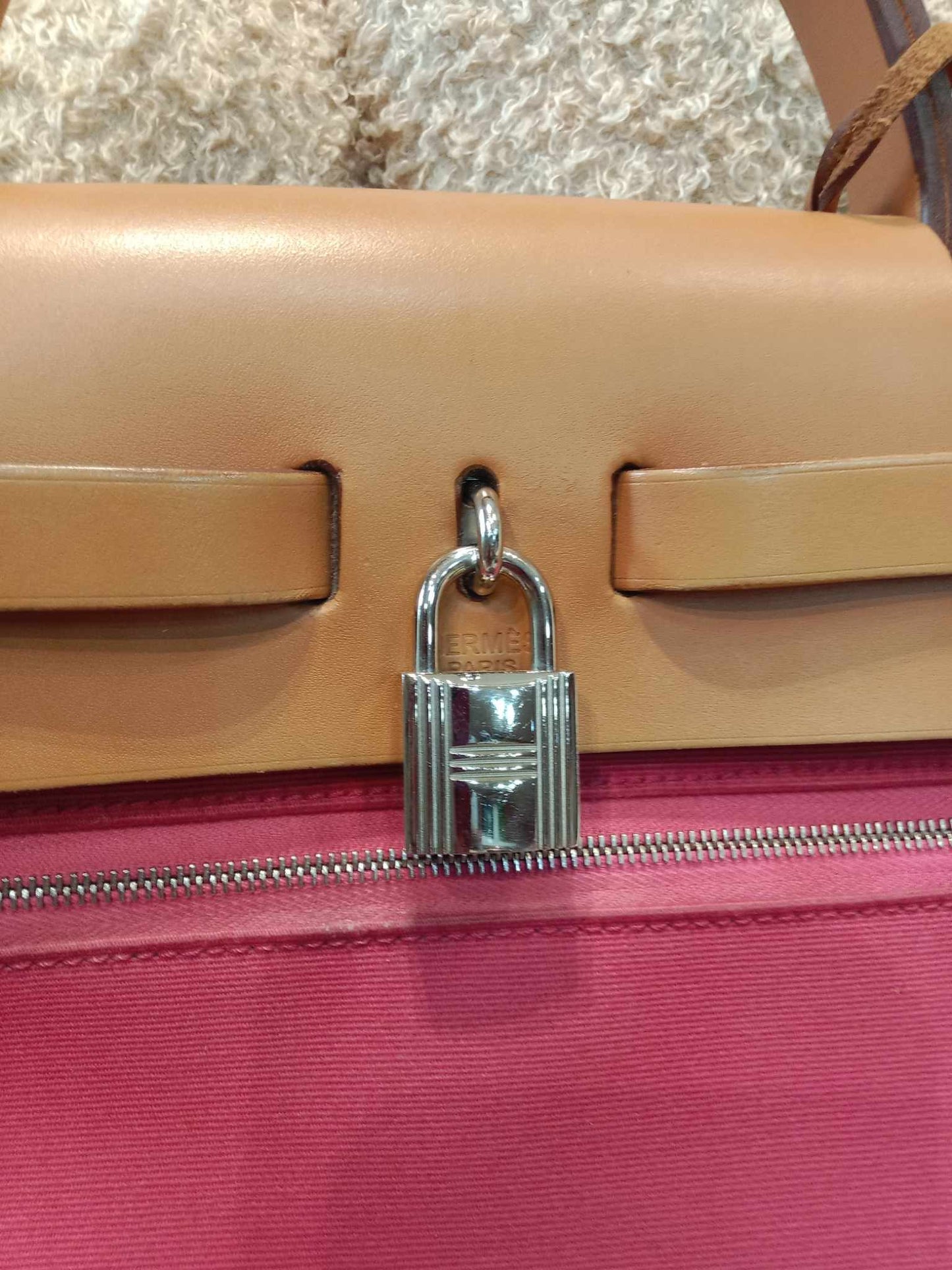 Hermes Pink Toile Herbag Zip 31 Stamp P Square 2012