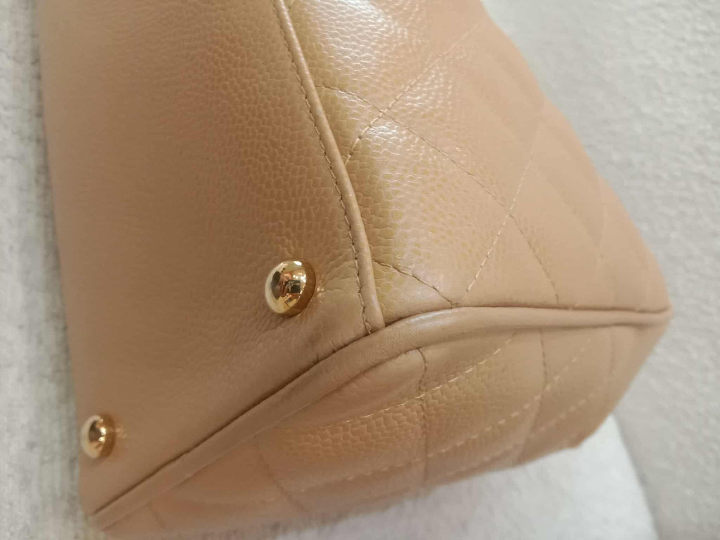 Chanel Bowling Bag Beige Caviar Series 9