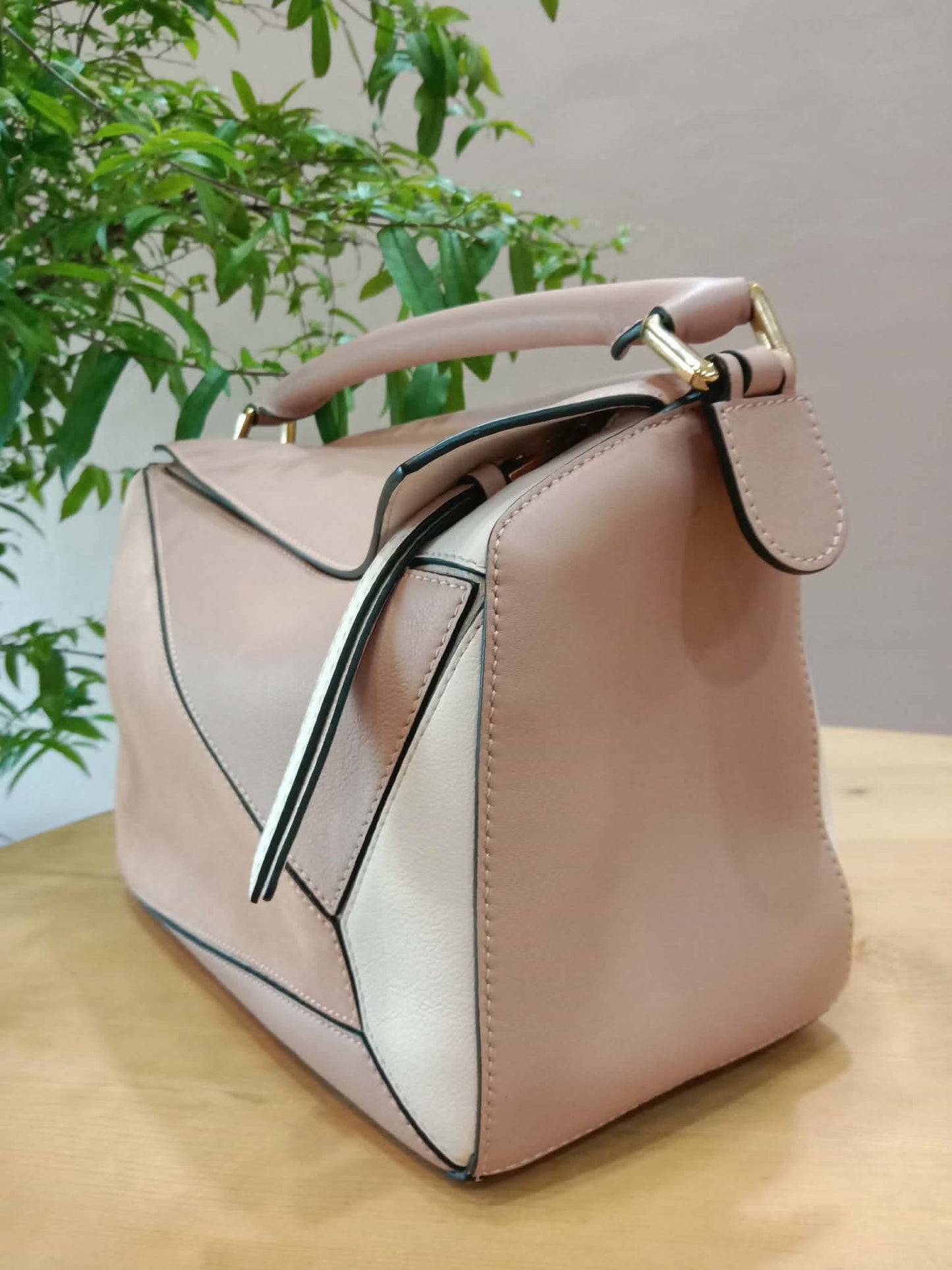 Loewe Suede Puzzle Bag Tricolor Blush Pink Medium