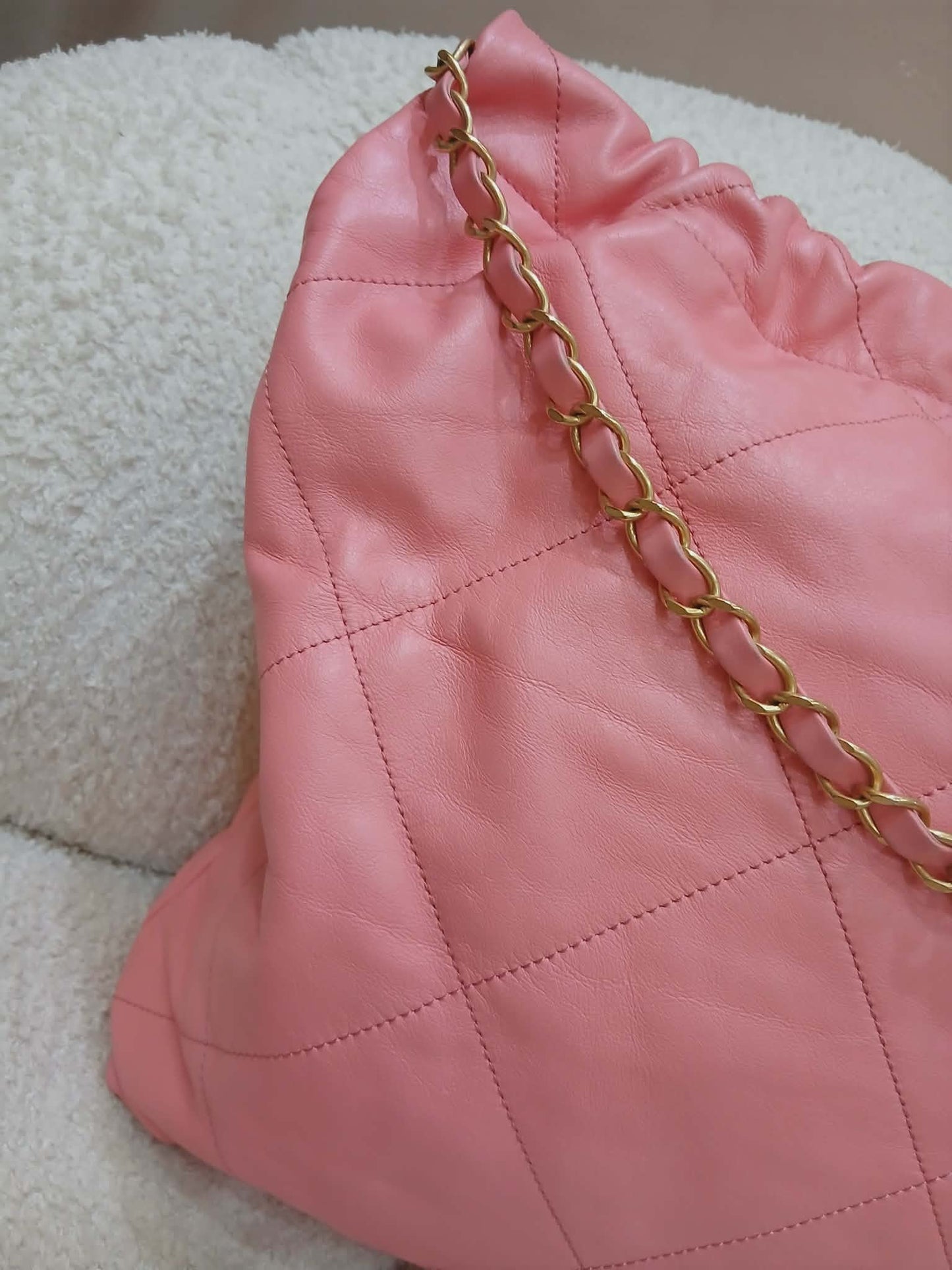 Chanel 22 Hobo Calfskin Pink Microchipped
