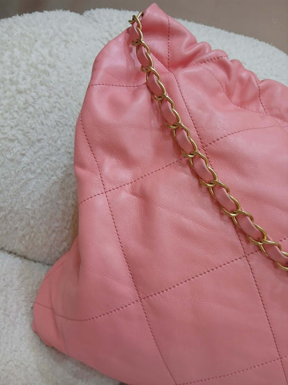 Chanel 22 Hobo Calfskin Pink Microchipped