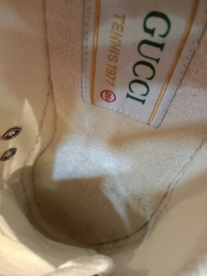 Gucci GG Monogram Platform Sneakers Ivory/Black Size 35.5