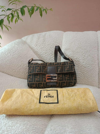 Fendi Zucca Baguette Brown Bag