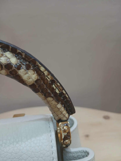 Louis Vuitton Mini Capucine Snakeskin Handle White