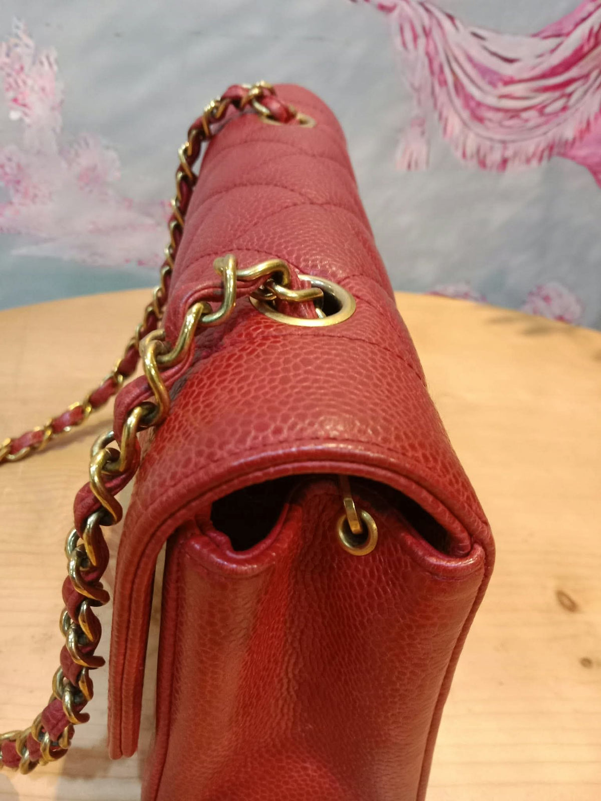 Chanel Diana Quilted Caviar Leather Red Series 2
