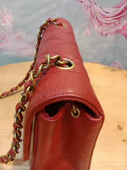 Chanel Diana Quilted Caviar Leather Red Series 2