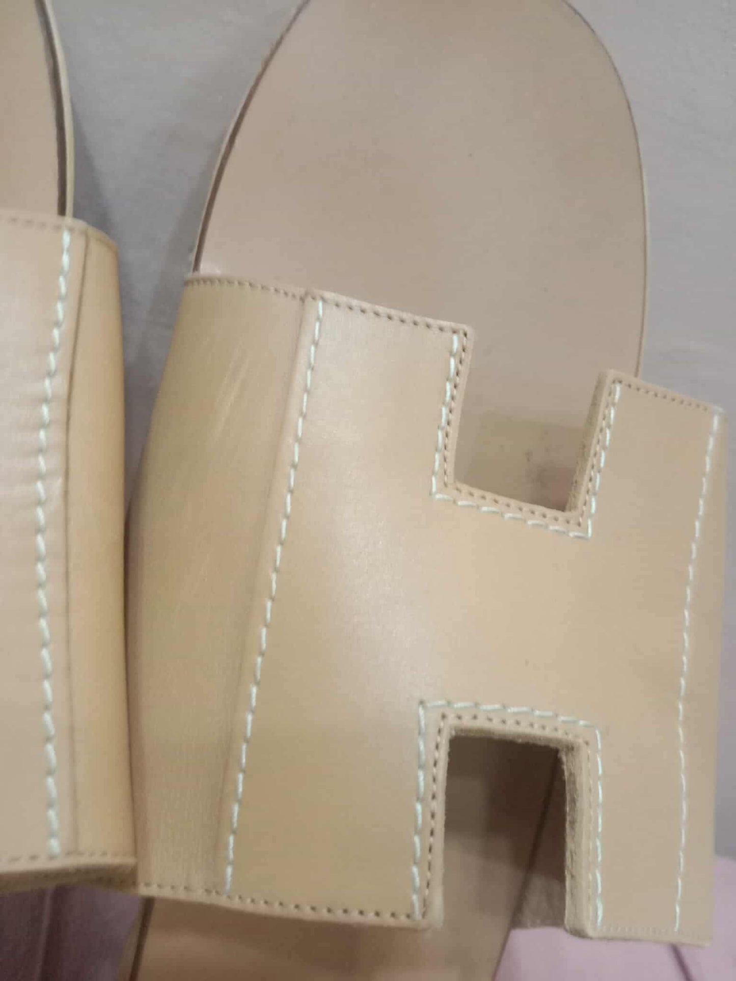 Hermes Kevlar Slides Sandal Beige Size 39
