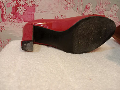 Hermes Heels Sandals Red Patent Size 38